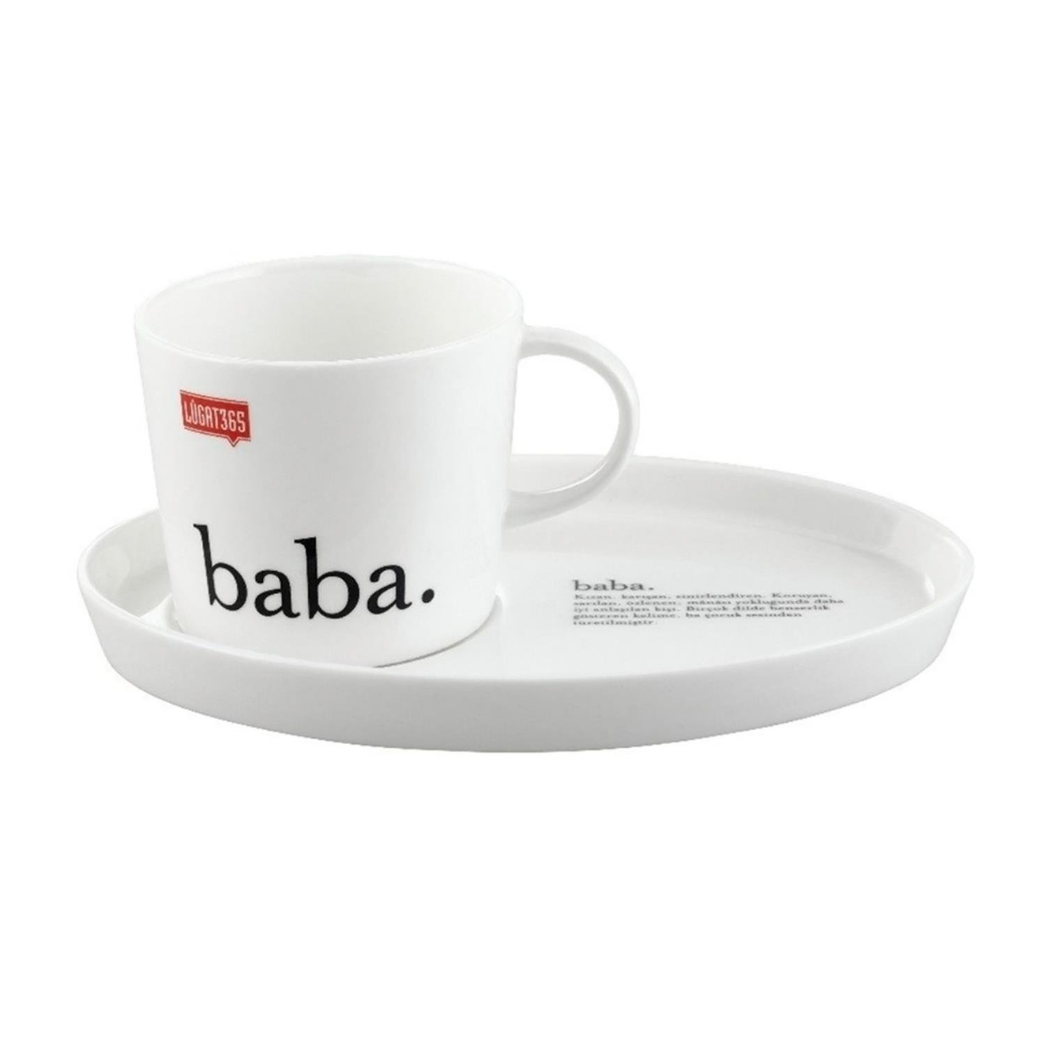 Lûgat365Baba Porselen Tabaklı Çay Fincanı