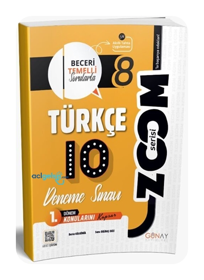 8. Sınıf Lgs Türkçe Zoom 1. Dönem 10'lu Deneme Günay Yayınları