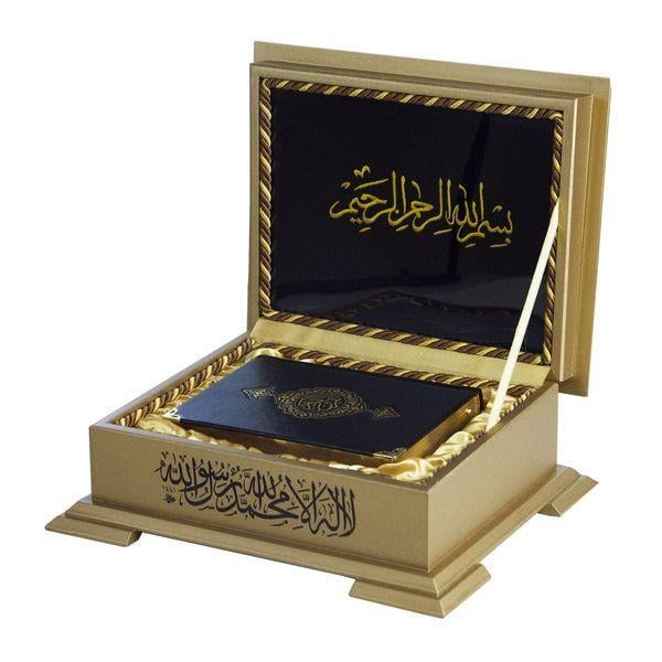 Ahşap Kutulu Kur'An(Çanta Boy Sarı Renk) (0263)
