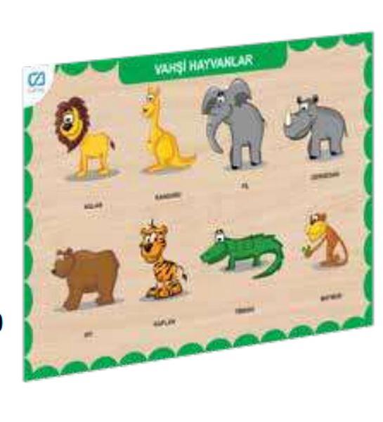 Ahşap Vahşi Hayvanlar Eğitici Set