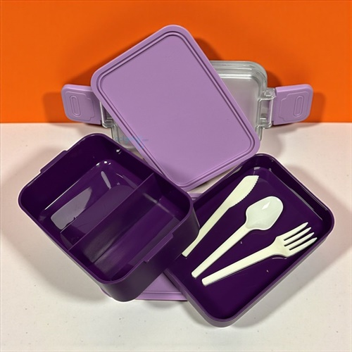 Astral Life Lunch Box Beslenme Kabı Seti İki Katlı Mor