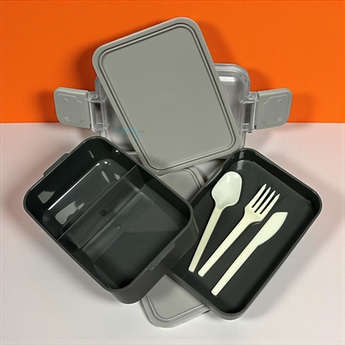 Astral Life Lunch Box Beslenme Kabı Seti İki Katlı Gri