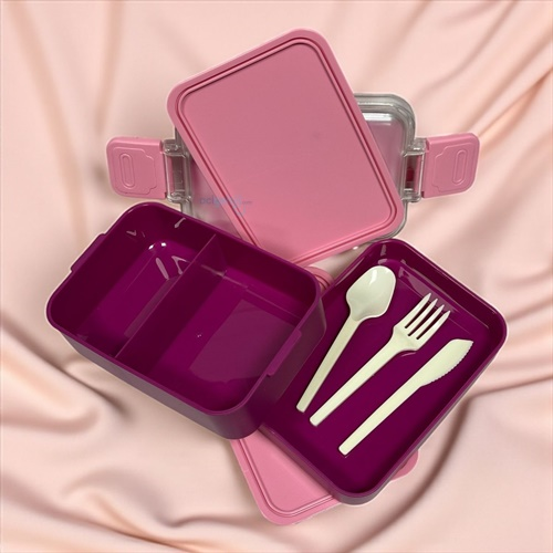 Astral Life Lunch Box Beslenme Kabı Seti İki Katlı Mor Fuşya