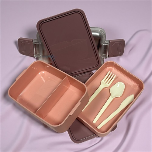 Astral Life Lunch Box Beslenme Kabı Seti İki Katlı Pembe