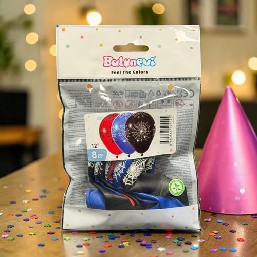 Balonevi Çepeçevre Örümcek Baskılı Balonlar 8'li 12 İnç