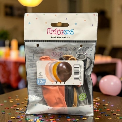 Balonevi Metalik Balon Karışık Renk 12'li 12 İnç