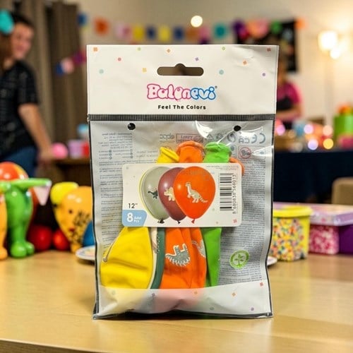 Balonevi Vahşi Jurassik Parti Baskılı Pastel Balon 8'li 12 İnç