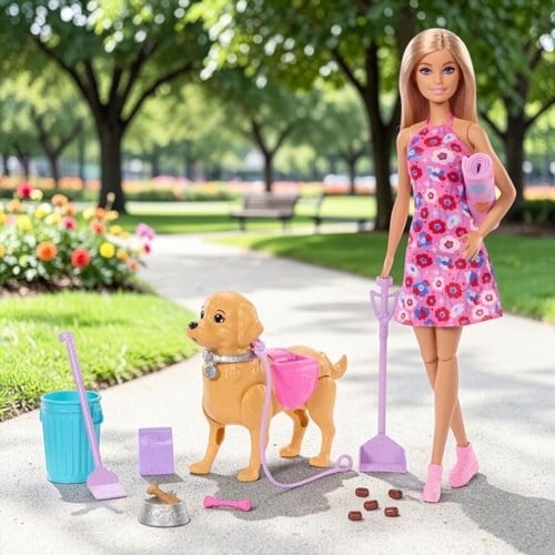 Barbie Ve Köpekçiğin Yürüyüş Zamanı Oyun Seti Jjb46