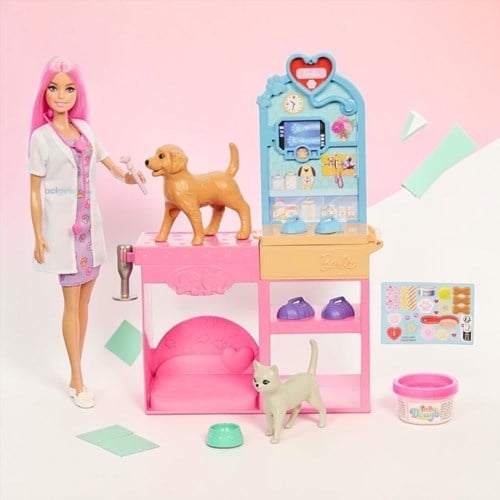 Barbie'nin Veteriner Kliniği Bebek Ve Aksesuarlar Oyun Seti Jfx93