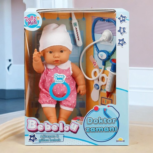 Bebelou Doktor Zamanı Sesli Bebek Seti 35 Cm