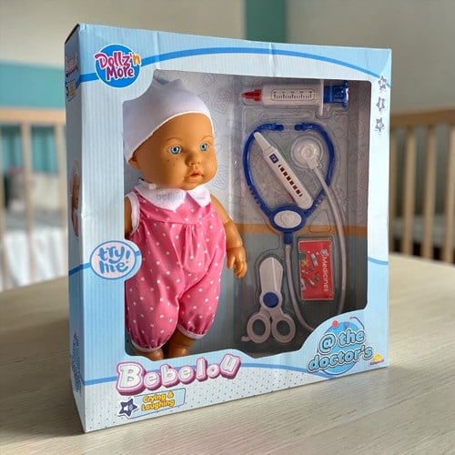 Bebelou Doktor Zamanı Sesli Bebek Seti 35 Cm