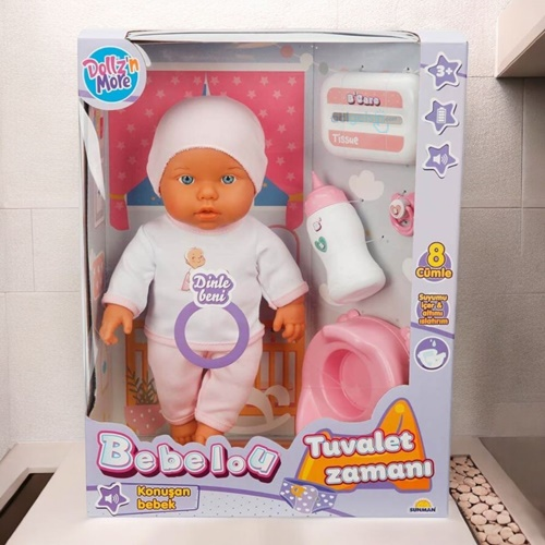 Bebelou Tuvalet Zamanı Sesli Bebek Seti 35 Cm