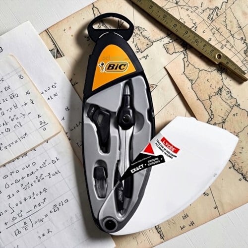Bic Lise Pergel Seti 3 Parça Kırmızı-siyah