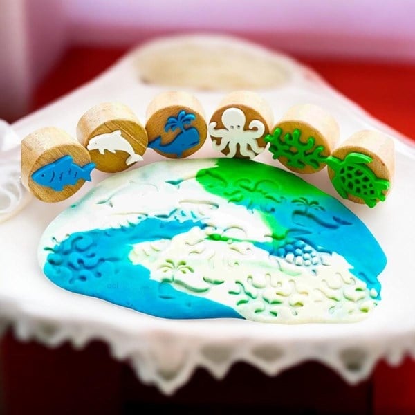 Childgen Ahşap Damga Deniz Canlıları Set 6 Adet Damga