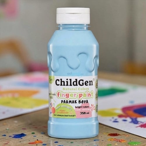 Childgen Süper Yıkanabilir Parmak Boyası 350 Ml Pastel Mavi