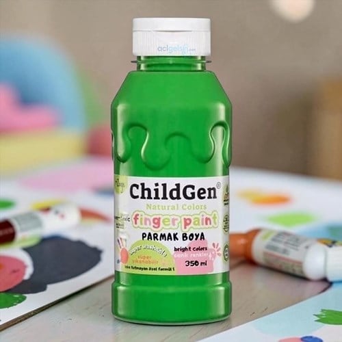 Childgen Süper Yıkanabilir Parmak Boyası 350 Ml Yeşil