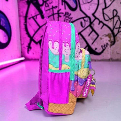 Coral High Kids Pembe Rengarenk Dondurma Desenli Okul Sırt Çantası