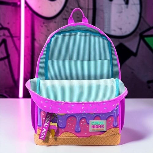 Coral High Kids Pembe Rengarenk Dondurma Desenli Okul Sırt Çantası