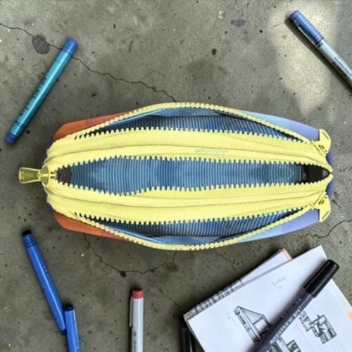 Coral High Kids Renkli Çizgili Kalem Çantası Üç Bölmeli