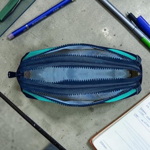 Coral High Mavi Turkuaz Renk Geçişli Kalem Kutusu 3 Bölmeli
