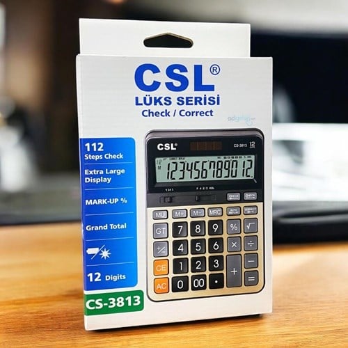 Csl Dijital Hesap Makinası 12 Haneli İşlem Kontrol Cs-3813