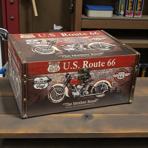 Dekoratif Ahşap Kutu Motorcycle Route 66 2'li Set