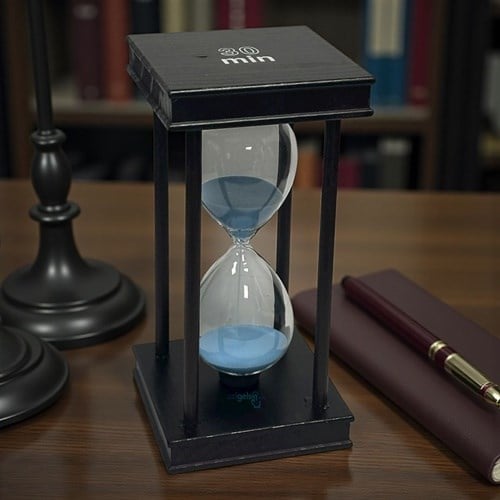 Dekoratif Kare Ahşap Renkli Kum Saati 30 Min Mavi