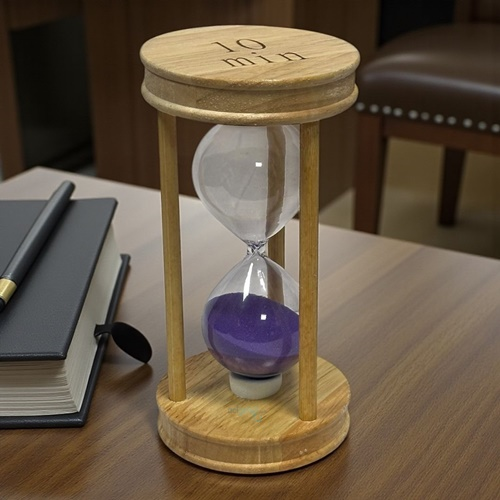 Dekoratif Oval Ahşap Renkli Kum Saati 10 Min Mor