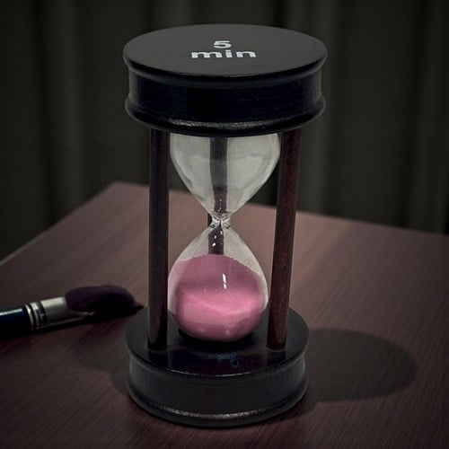 Dekoratif Oval Ahşap Renkli Kum Saati 5 Min Pembe