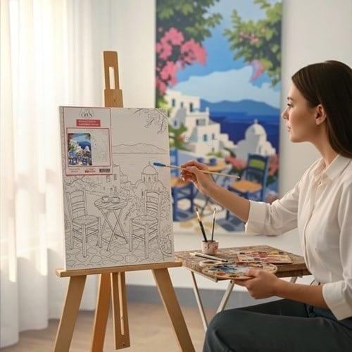 Desenli Tuval Boyama 35x50 Adalarda Kahve