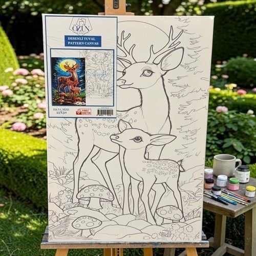 Desenli Tuval Boyama 35x50 Ceylan Ve Yavrusu