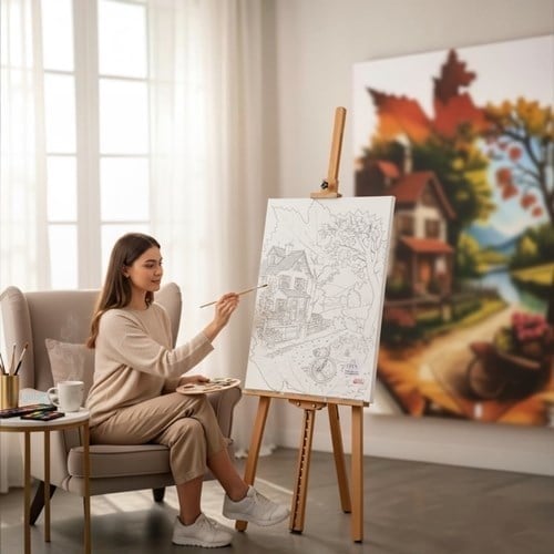 Desenli Tuval Boyama 35x50 Sonbahar