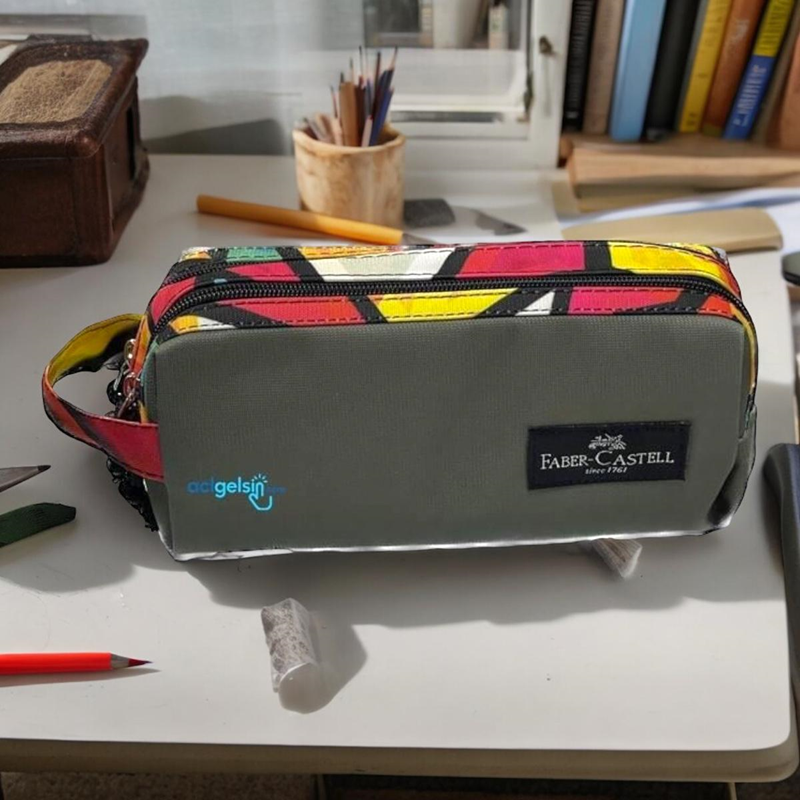 Faber Castell Çift Gözlü Kalem Kutusu Round Gri