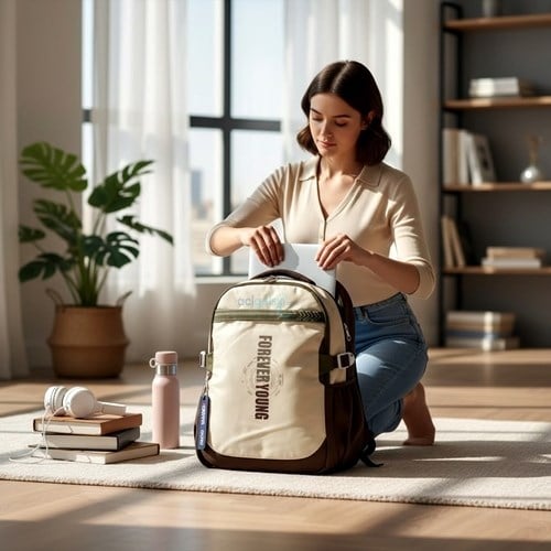 Forever Young Saten Kumaş Yüksek Kaliteli Sırt Çantası Kahverengi Fy2214