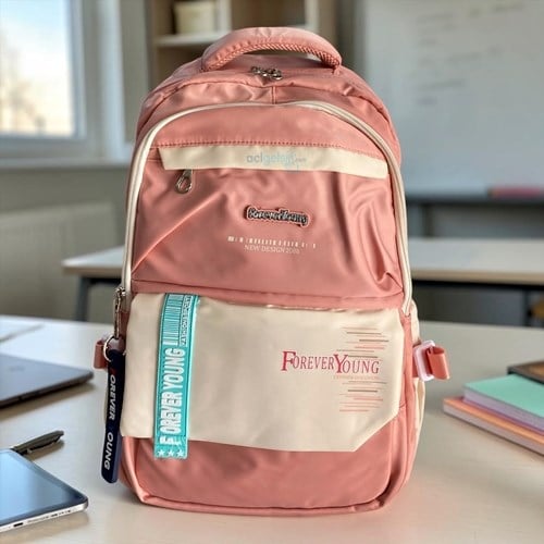 Forever Young Saten Kumaş Yüksek Kaliteli Sırt Çantası Pembe Fy2207