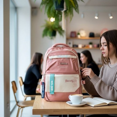 Forever Young Saten Kumaş Yüksek Kaliteli Sırt Çantası Pembe Fy2207