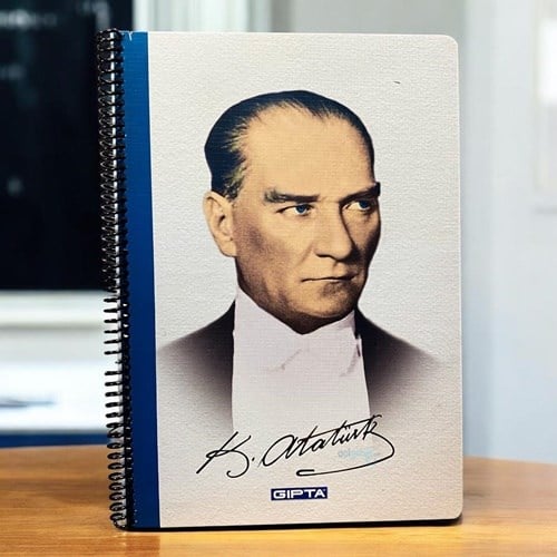 Gıpta Atatürk Spiralli Karton Kapak Defter A4 80 Yaprak Kareli