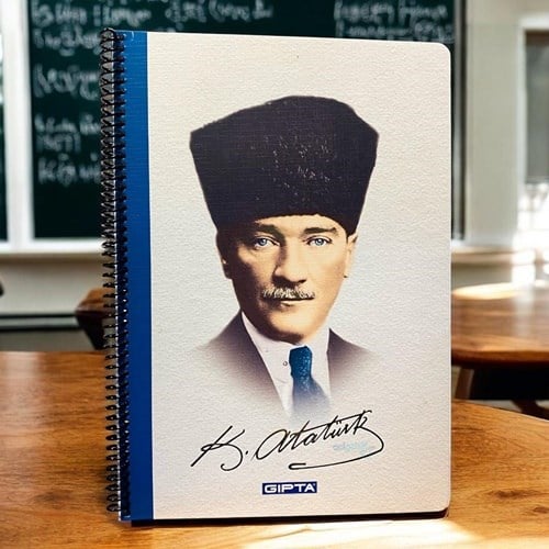 Gıpta Atatürk Spiralli Karton Kapak Defter A4 80 Yaprak Kareli
