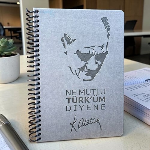 Gıpta Atatürk Spiralli Sert Kapak Defter 17x24 120 Çizgili