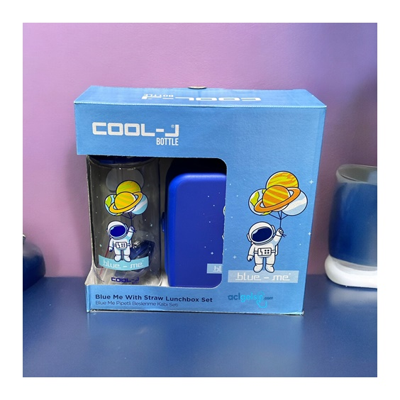 Gıpta Blue-me Tritan Pipetli Matara-desenli Beslenme Kabı Seti