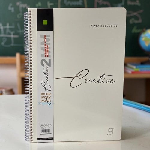 Gıpta Creative Spiralli A4 80 Yaprak Kareli Ivory Defter