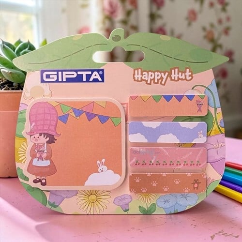 Gıpta Happy Hut Yapışkanlı Not Kağıdı 5 Desenli