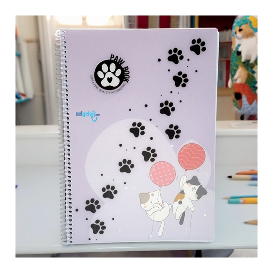 Gıpta Paw Book Spralli Defter A4 100 Yaprak Çizgili