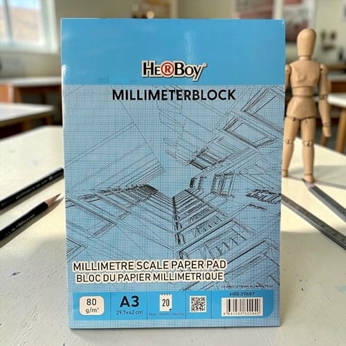 Herboy Milimetrik A3 20 Yaprak Blok 80 Gr Mavi