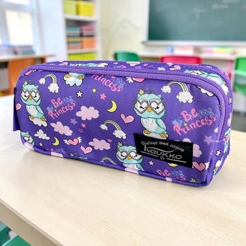Kaukko Çift Bölmeli Kalem Çantası Desenli K2457