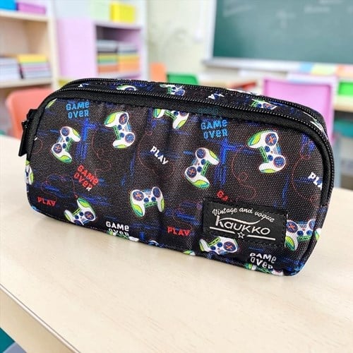 Kaukko Çift Bölmeli Kalem Çantası Desenli K2457