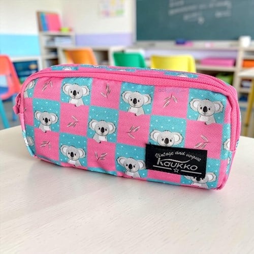 Kaukko Çift Bölmeli Kalem Çantası Desenli K2457