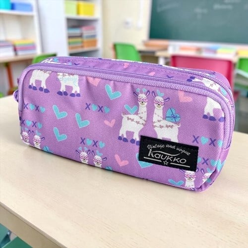 Kaukko Çift Bölmeli Kalem Çantası Desenli K2457