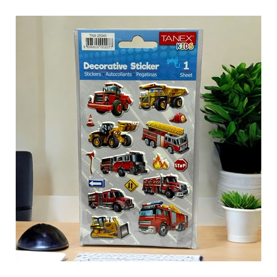 Kids Happy 3d Stickers İş Arabaları Serisi Etiket 25040