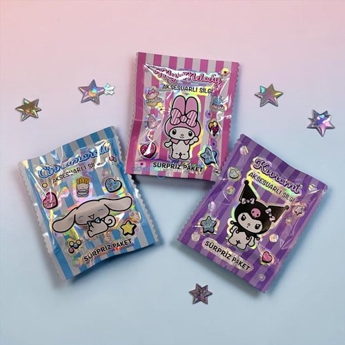 Kuromi & Mymelody & Cınn Amoral Aksesuarlı Silgi Sürpriz Paket